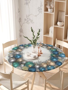 Круглая кухонная скатерть на резинке JoyArty на круглый стол диаметром 105-120 см