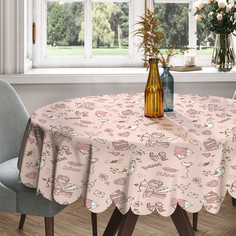 Скатерть круглая тканевая на стол JoyArty Купидон и птичка 150х150 см