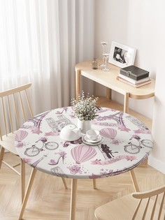 Круглая кухонная скатерть на резинке JoyArty, на круглый стол диаметром 75-100 см.