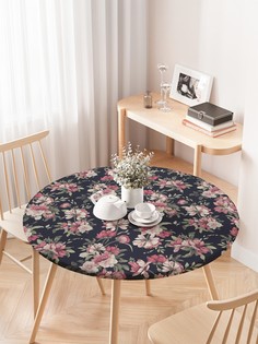 Круглая кухонная скатерть на резинке JoyArty, на круглый стол диаметром 75-100 см.