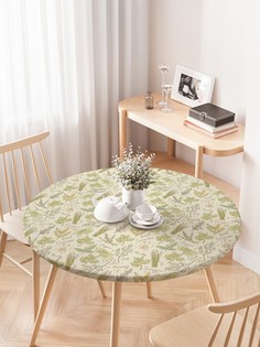 Круглая кухонная скатерть на резинке JoyArty, на круглый стол диаметром 75-100 см.