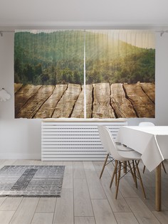 Классические шторы JoyArty "С видом на горы", серия Oxford DeLux, 2 полотна 145x180 см