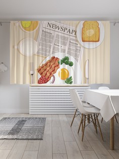 Классические шторы JoyArty "Газеты на завтрак", серия Oxford DeLux, 2 полотна 145x180 см