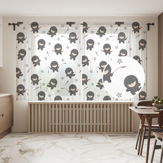 Тюль фототюль короткий JoyArty Ниндзя 290x180 на шторной ленте tul_422869_145x180