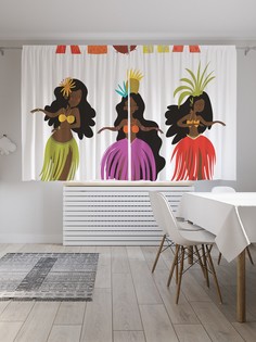 Классические шторы JoyArty "Танцующие гавайки", серия Oxford DeLux, 2 полотна 145x180 см