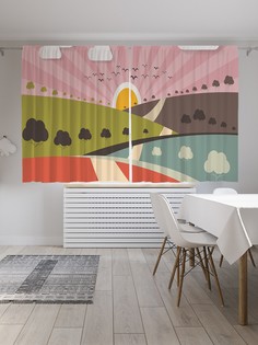 Классические шторы JoyArty "Провинциальный пейзаж", Oxford DeLux, 2 полотна 145x180 см