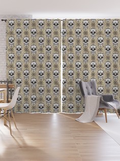 Шторы под лён JoyArty "Орнаментальные сахарные черепа", серия Oxford DeLux, 340х265 см