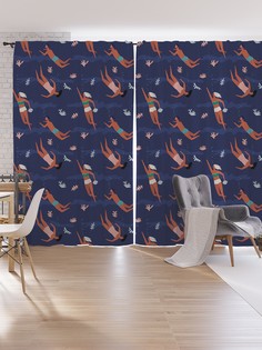 Шторы под лён JoyArty "Плавание среди кораллов", серия Oxford DeLux, 340х265 см