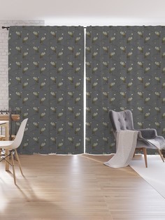 Шторы под лён JoyArty "Отдыхающий журавль", серия Oxford DeLux, 340х265 см