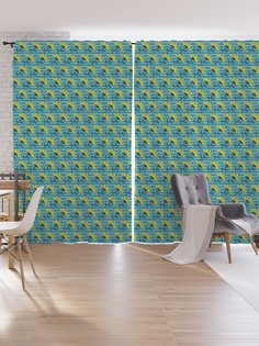 Шторы под лён JoyArty "Повторение цветов", серия Oxford DeLux, 340х265 см