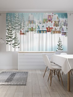 Классические шторы JoyArty "Снежный городок", серия Oxford DeLux, 2 полотна 145x180 см