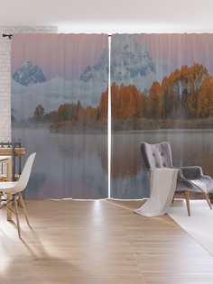 Шторы под лён JoyArty "Осенний закат", серия Oxford DeLux, 340х265 см