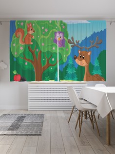 Классические шторы JoyArty "Рисунок животных", серия Oxford DeLux, 2 полотна 145x180 см