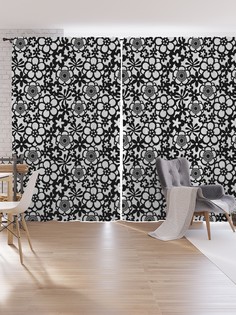 Шторы под лён JoyArty "Цветочный ажур", серия Oxford DeLux, 340х265 см