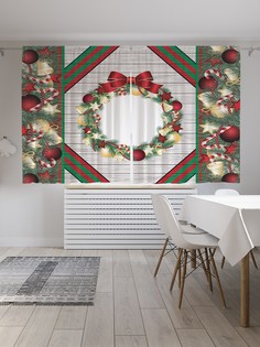 Классические шторы JoyArty "Рождественский венок", Oxford DeLux, 2 полотна 145x180 см