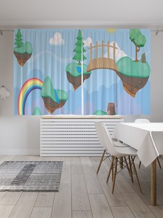 Классические шторы JoyArty "Игра Летающие острова", Oxford DeLux, 2 полотна 145x180 см