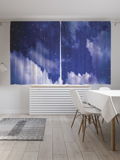 Классические шторы JoyArty "Спокойный вид облаков", Oxford DeLux, 2 полотна 145x180 см