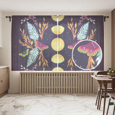 Тюль для кухни и спальни JoyArty "Магические лунные бабочки" 145x180 см