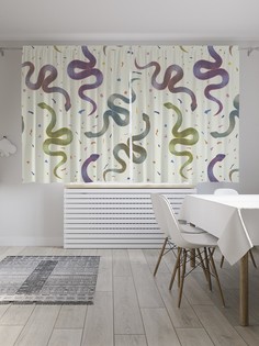 Классические шторы JoyArty "Змеиная вечеринка", серия Oxford DeLux, 2 полотна 145x180 см