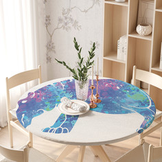 Круглая кухонная скатерть на резинке JoyArty на круглый стол диаметром 105-120 см