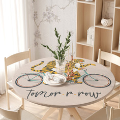 Скатерть на кухонный стол JoyArty Тигры в пути на резинке 105-120 см