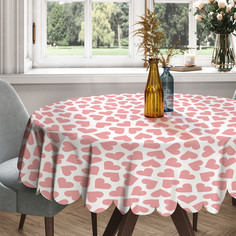 Скатерть круглая тканевая на стол JoyArty Pink heart 150х150 см