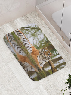 Коврик противоскользящий JoyArty "Тигр на отдыхе" для ванной, сауны, бассейна, 77х52 см