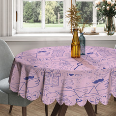 Скатерть круглая тканевая на стол JoyArty Послания любви 150х150 см