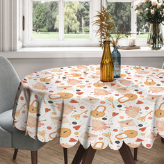 Скатерть круглая тканевая на стол JoyArty Сердце и замок 150х150 см