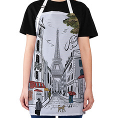 Фартук кухонный JoyArty "Париж и эйфелевая башня",универсальный размер для женщин и мужчин