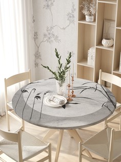 Круглая кухонная скатерть на резинке JoyArty, на круглый стол диаметром 105-120 см