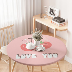 Скатерть на кухонный стол JoyArty Вишневая любовь на резинке 75-100 см