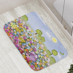 Коврик JoyArty "Бабочки над цветочной поляной" для ванной, сауны, бассейна, 77х52 см