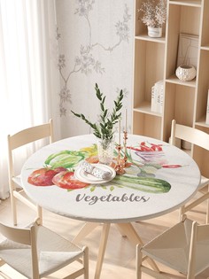 Круглая кухонная скатерть на резинке JoyArty, на круглый стол диаметром 105-120 см