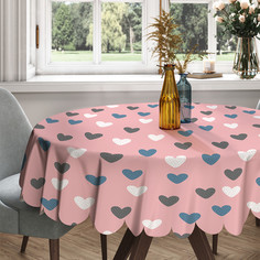 Скатерть круглая тканевая на стол JoyArty Ванильные сердца 150х150 см
