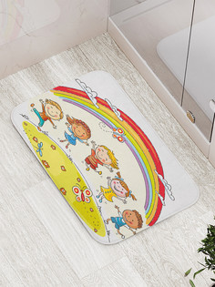 Коврик противоскользящий JoyArty "Дети под радугой" для ванной, сауны, бассейна, 77х52 см