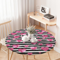 Скатерть на кухонный стол JoyArty Сердечки и полоски на резинке 75-100 см