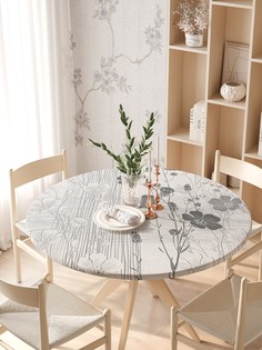 Круглая кухонная скатерть на резинке JoyArty, на круглый стол диаметром 105-120 см