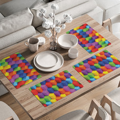 Комплект тканевых салфеток JoyArty "Разноцветные кубики" для сервировки стола 46x30 см,4шт