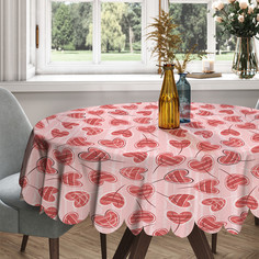 Скатерть круглая тканевая на стол JoyArty Листочек с сердечками 150х150 см