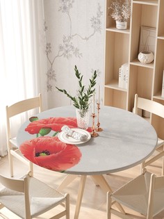Круглая кухонная скатерть на резинке JoyArty, на круглый стол диаметром 105-120 см