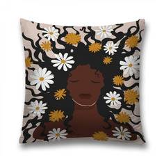 Наволочка декоративная JoyArty "Африканка с цветами в волосах" на молнии 45x45 см