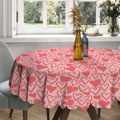 Скатерть круглая тканевая на стол JoyArty Много сердец 150х150 см