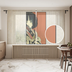 Тюль для кухни и спальни JoyArty "Японская девушка", 145x180 см