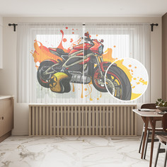 Тюль фототюль короткий JoyArty Гонки 290x180 на шторной ленте tul_422850_145x180