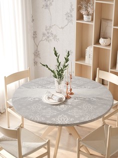 Круглая кухонная скатерть на резинке JoyArty, на круглый стол диаметром 105-120 см