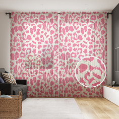 Тюль для кухни и спальни JoyArty "Розовый леопард", 145x265 см