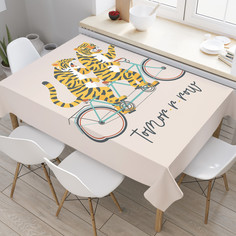 Скатерть на стол JoyArty Тигры в пути 145х180см, прямоугольная тканеваяtc_422854_180x145