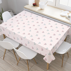 Прямоугольная водоотталкивающая скатерть на стол с рисунком JoyArty "Сердце в полоску"