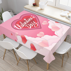 Прямоугольная водоотталкивающая скатерть на стол JoyArty "Любовь в облаках"